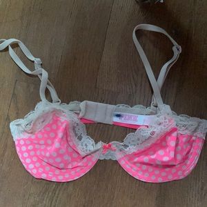 Victoria Secret Pink Polka Dot Bra with wire. 32a